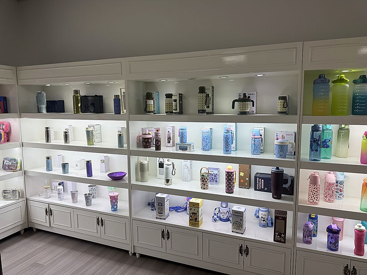 Sample display shelves