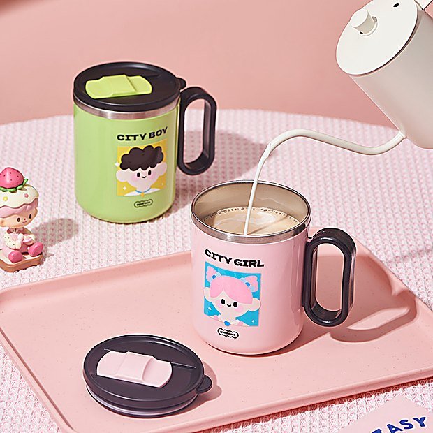 1000 ml Cartoon Print Student Coffee Mug