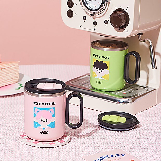 1000 ml Cartoon Print Student Coffee Mug
