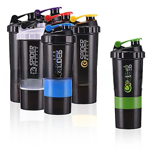 500 ml 3 Compartment Fitness Protein Shaker Bottle