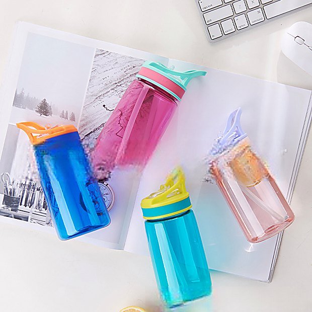 500 ml Straw Lid Carry Handle Sport Water Bottle