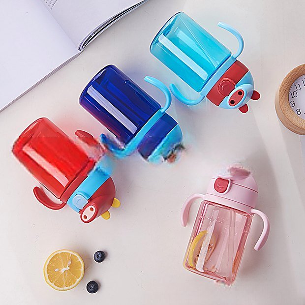 500 ml Straw Lid Cartoon Print Kids Water Bottle