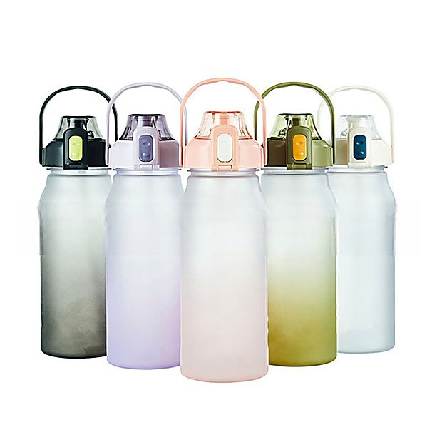2000 ml Straw Lid Carry Handle Sport Water Bottle