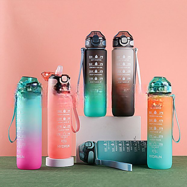 1000 ml Straw Lid Flip Top Sport Water Bottle
