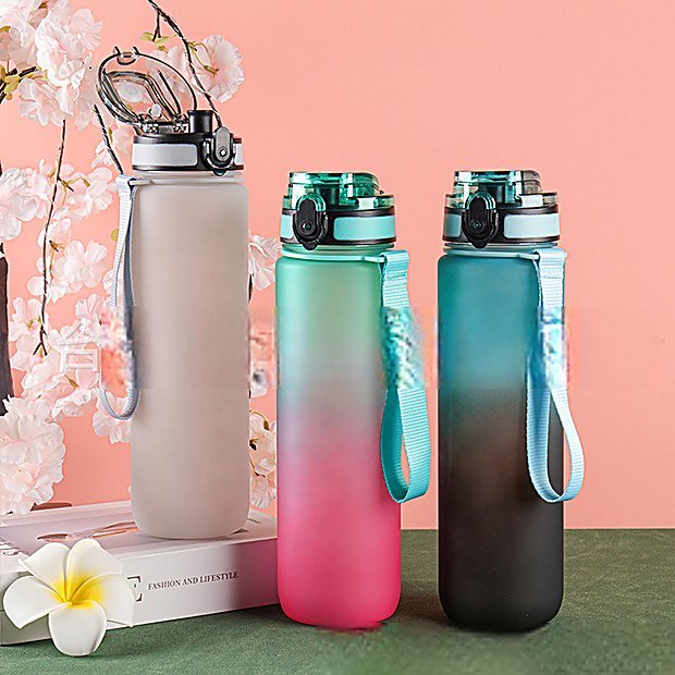 1000 ml Straw Lid Flip Top Sport Water Bottle