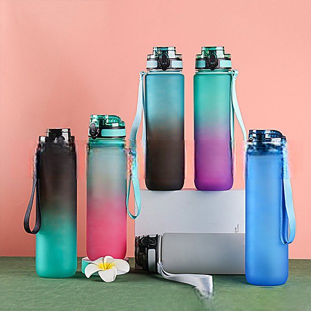 1000 ml Straw Lid Flip Top Sport Water Bottle