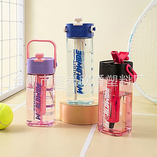 640 ml Straw Lid Carry Handle Sport Water Bottle