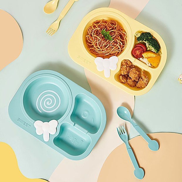 Cartoon Print Kids Divided Plate