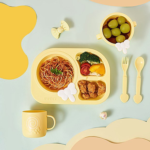 Cartoon Print Kids Divided Plate