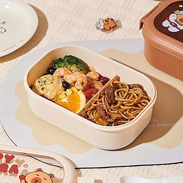 Divided Cartoon Print Bento Lunch Box