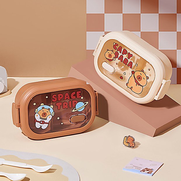 Divided Cartoon Print Bento Lunch Box