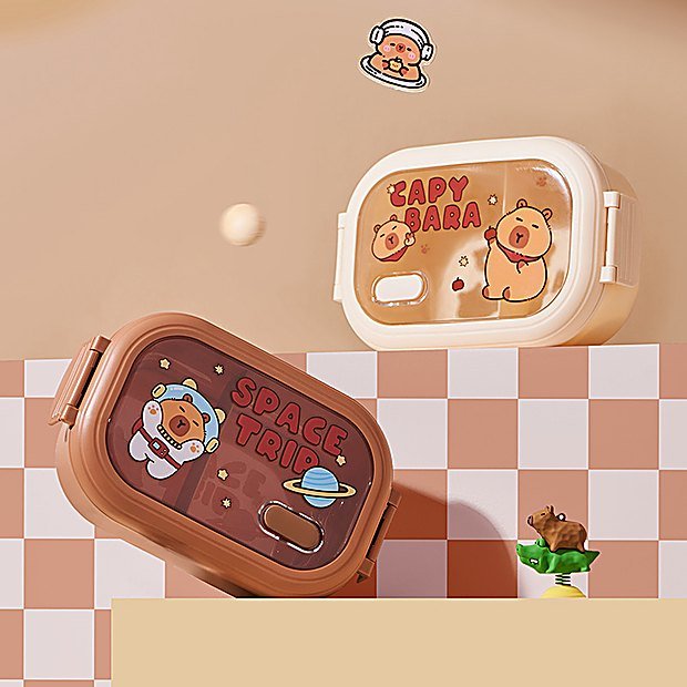 Divided Cartoon Print Bento Lunch Box