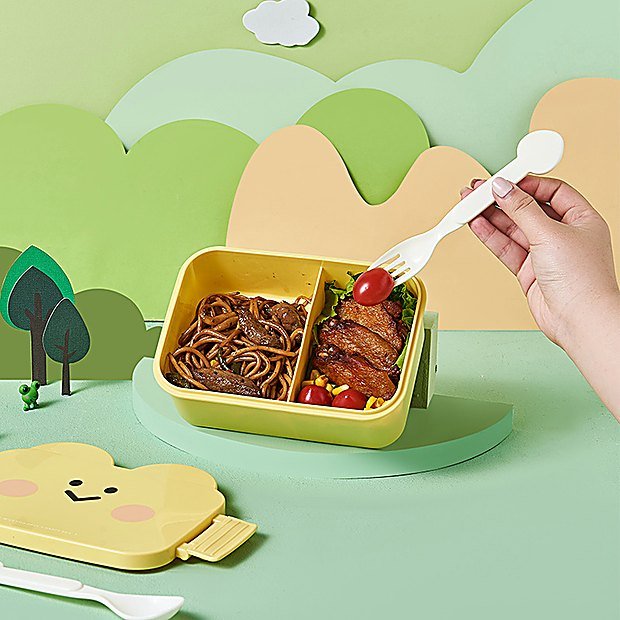 Divided Cartoon Print Bento Lunch Box