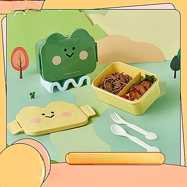 Divided Cartoon Print Bento Lunch Box