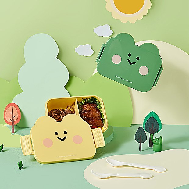 Divided Cartoon Print Bento Lunch Box