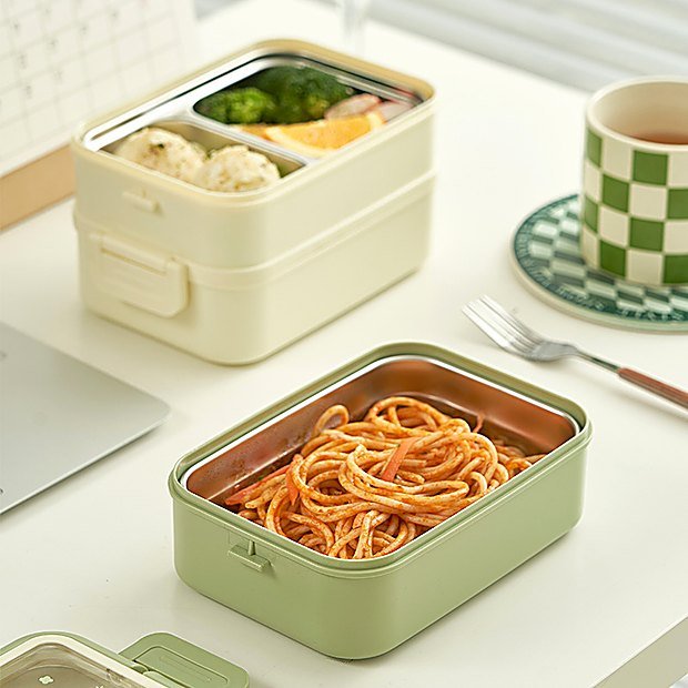 Carry Handle Double Wall Bento Lunch Box