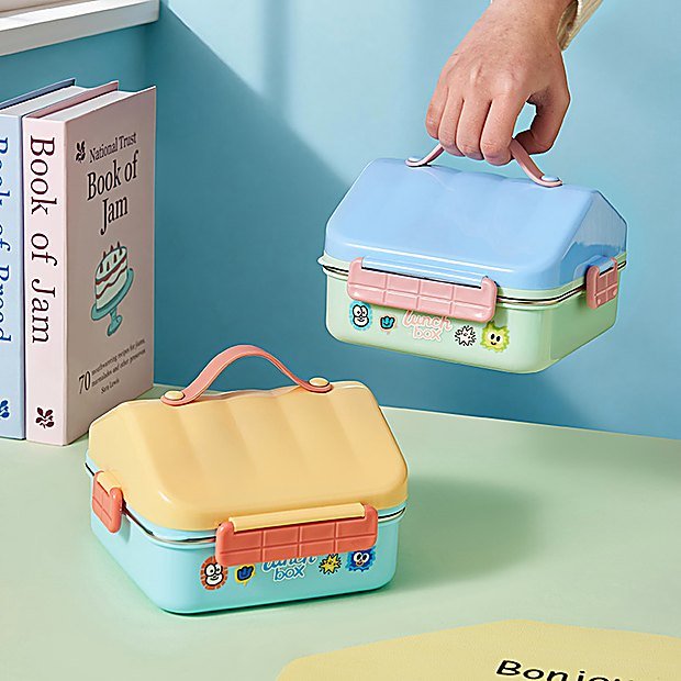 Carry Handle Divided Bento Lunch Box
