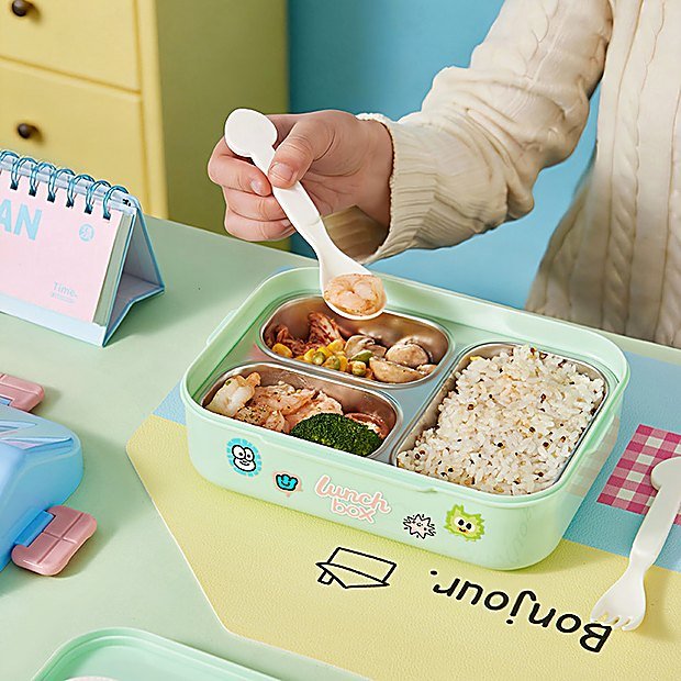 Carry Handle Divided Bento Lunch Box