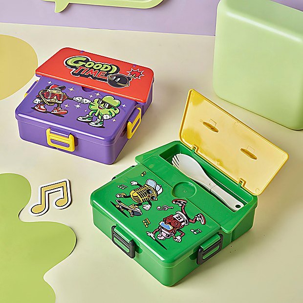 Carry Handle Divided Bento Lunch Box