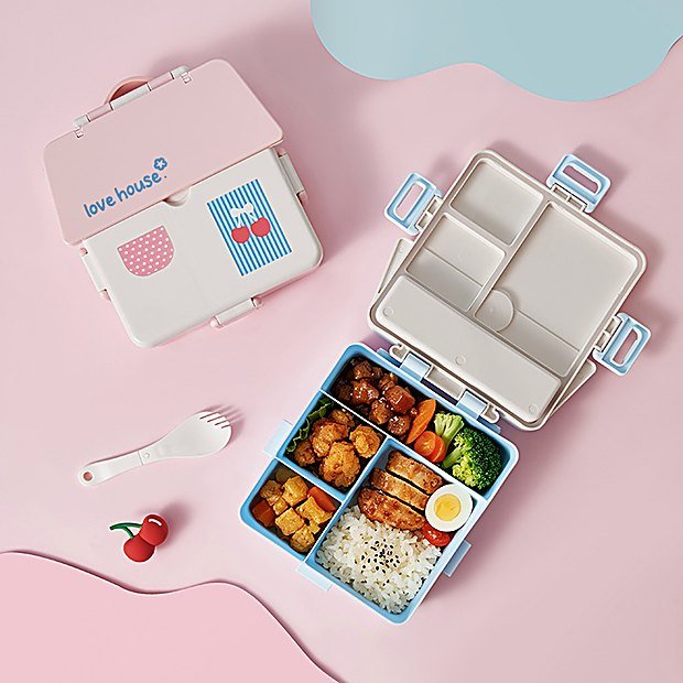 Carry Handle Divided Bento Lunch Box
